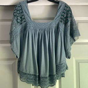 Free People short sleeve sea foam green shirt